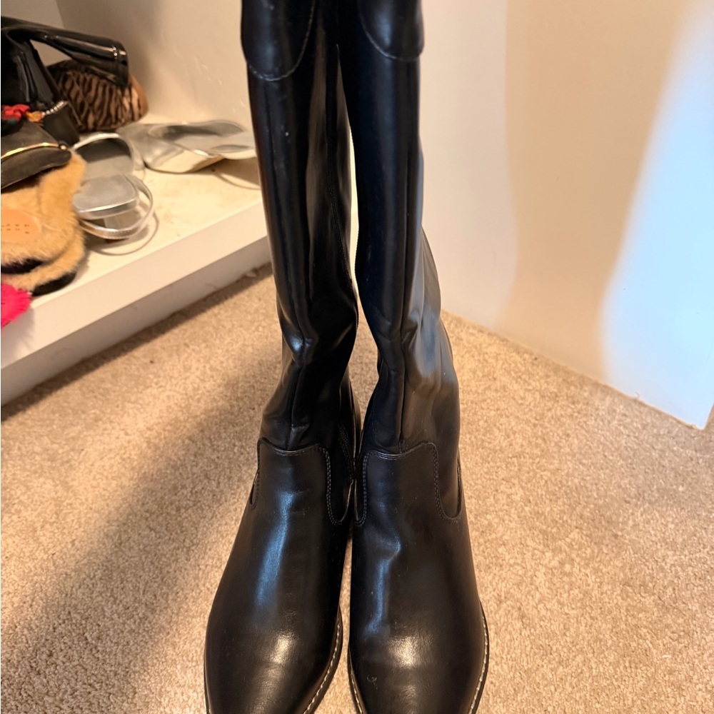 Black Knee-High Leather Boots